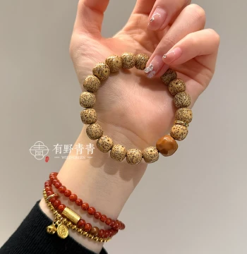 Youye Qingqing 'Yuheng' Original Design Star-Moon Bodhi Chicken-Oil Yellow Single-Loop Monkey Head Cheese-Style Cultural Play Bracelet