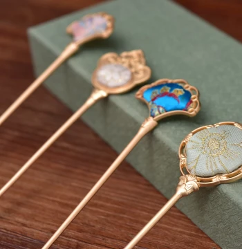 Shu Brocade Craft Woven Hairpin Ancient Style Hanfu Qipao Accessory Hair Ornament National Trend Hairpin New Chinese Style Gift for Best Friends
