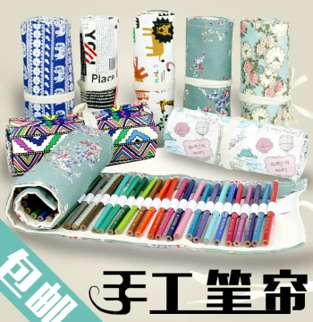 Handmade Canvas Roll-Up Pencil Case with 36/48/72 Slots, Large Capacity Pencil Curtain for Sketching and Colored Pencils, Suitable for Men and Women