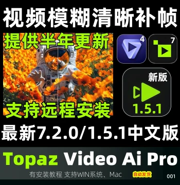 Topaz Video AI Pro 7.2.0, Old Video Restoration, Clarity Enhancement, Super Resolution, Frame Interpolation, Upscaling, Noise Reduction