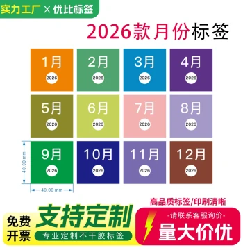 Colored Monthly Labels 40*40mm – Square Date Stickers with Numbers, Custom Adhesive Labels