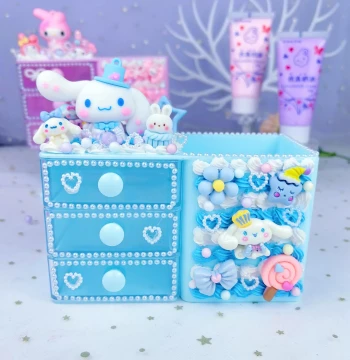 Pen Holder Storage Box with Cartoon Accessories for Kids
