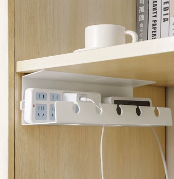 Under-Desk Cable Organizer - No-Drill Power Cord Rack, Wire Management Box, Socket Storage, Desktop Cable Routing Solution