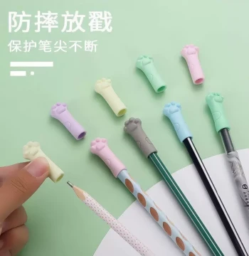 Soft Silicone Pencil Cap Protector - Cute Cat Claw Design for Students & Children, High-Value Pencil Tip Cover