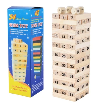 Building Block Stacking Game Number Tower Wood Pulling Strip Kids Educational Toy Parent-Child Interactive Tabletop Game