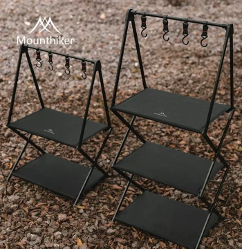 Shanzhike Outdoor Camping Shelf - Aluminum Alloy Folding Stand for Lanterns, Pots, and Multi-Function Table Use