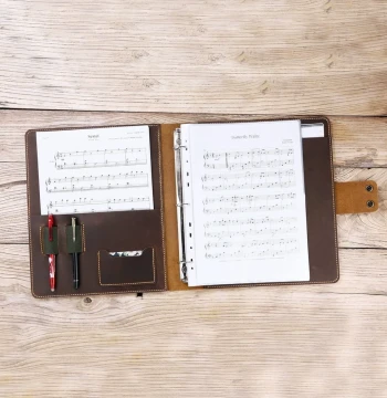 A4 Loose-Leaf Music Sheet Binder Vintage Full-Grain Crazy Horse Leather
