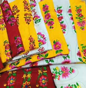 Computer Embroidered Shoe Insoles Cloth Surface, Machine Embroidered Insoles, Handmade Semi-Finished Embroidered Fabric