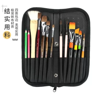 YiZhiBi Breathable Canvas Brush Roll Bag for Calligraphy and Watercolor Brushes