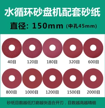 Replacement Sandpaper for Water-Circulation Sanding Disc Machine, 150mm Diameter