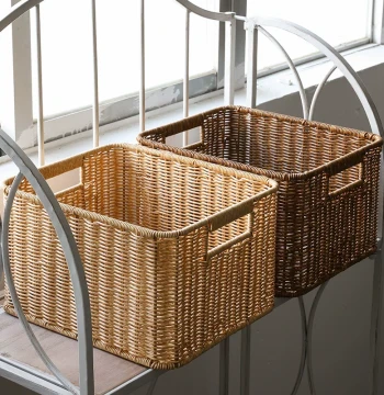 Kens Nordic Cabinet Storage Basket, Woven Storage Box, Minimalist Living Room Organizer, Rattan-Style Snack Basket, Storage Container