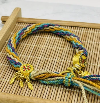 Tibet Travel Souvenir, Zhaji Style Hand-Woven Vajra Rope Bracelet, Couple's Folk Craft Jewelry Gift