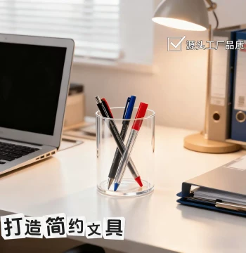 Pen Holder Transparent Plastic Acrylic Round Square Stationery Organizer