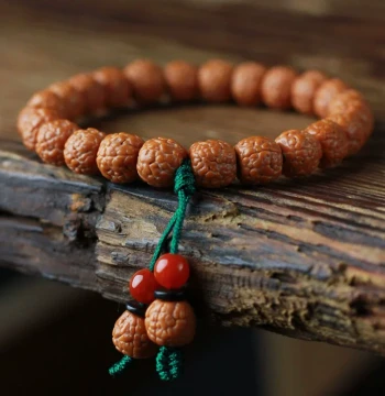Dragon Scale Pattern Small Vajra Bodhi Single-Loop Bracelet, Walnut Prayer Beads for Men and Women