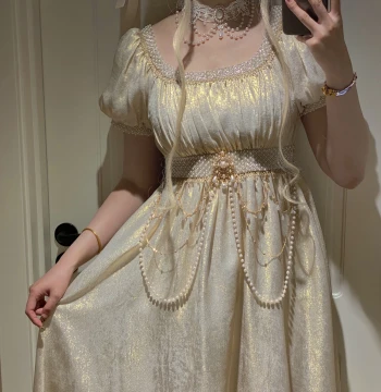 [Moon Amber] Qianmu Original Lolita French Imperial Dress - Vintage Beaded High-Waist Formal Gown