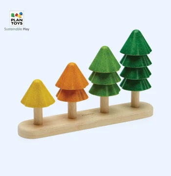 PlanToys Montessori Building Blocks Forest Stacking Game, Educational Math Wooden Toy Interactive Teaching Aid 5403