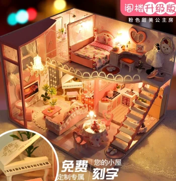 DIY Villa Handmade Assembly Miniature House Model, 3D Building Block Puzzle Toy, Gift for Girls