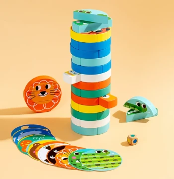 Stacking Tower Children's Educational Toy Boys 3-6 Years Old Bottom-Pulling Layered Stacking High Parent-Child Desktop Game Building Blocks