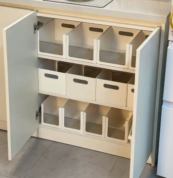 Kitchen Cabinet Right-Angle Storage Box Deep Cabinet Organizer Plastic Spice and Trash Bag Sorting Container