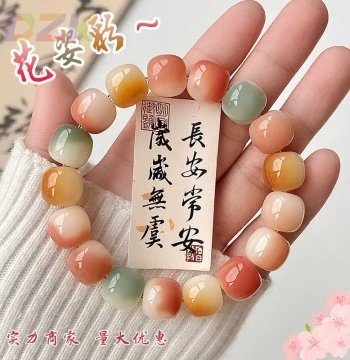 [Premium Price] New Drifting Flower Bodhi Bracelet with Barrel Beads - Single-Loop Wenwan Prayer Beads, Temple Souvenir (High Grade x8)