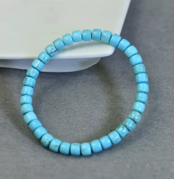 Hubei Raw Mine High-Porcelain Natural Untreated Turquoise Straight-Cut Bracelet with Spacer Beads and Accessories for Collectibles