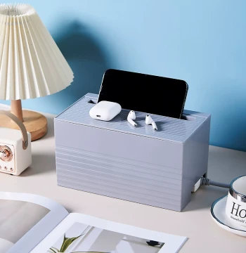 Power Cord Storage Box, Desktop Cable Management Organizer for Power Strips and Data Lines