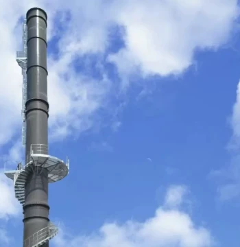 FRP & Stainless Steel Exhaust Chimneys with Support Towers - Industrial Smokestacks and Torch Stands from Manufacturer
