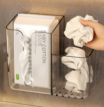 Wall-Mounted Towel Storage Box Combined Disposable Towel and Tissue Dispenser for Bathroom