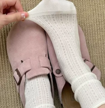 Summer Hollow Mid-Calf Socks for Women, Thin Solid Color Rolled-Edge Mesh Breathable Ins Korean Style Girly Academic Slouch Socks