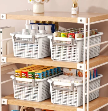 Snack and Sundries Storage Box, Toy Organizer Bin, Household Plastic Container, Kitchen Cabinet Basket, Desktop Storage Basket