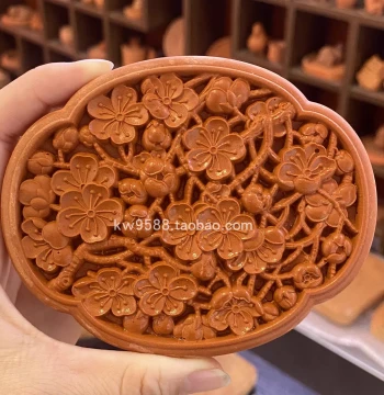Quanzhou Minnan Intangible Cultural Heritage Red Brick Coasters - Traditional Chinese Pattern Plum Blossom Tea Mats, Tea Trays, and Collectible Tea Pets