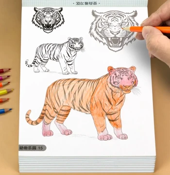 Children's Tracing and Copying Drawing Book Line Art Coloring Book Featuring Warships, Spaceships, Tanks, Chibi Characters, Cool Boys, Beautiful Girls, Transportation, Scenery, Buildings, Animals, and Amusement Parks