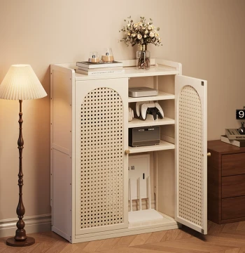 WiFi Router Storage Cabinet, Multi-Layer Wall-Mounted Living Room Organizer with Integrated Cable Management