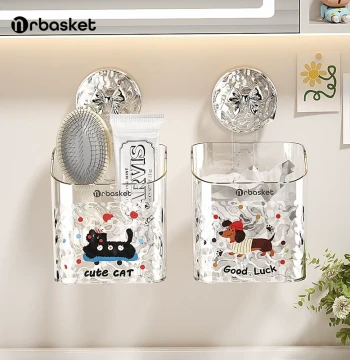 Wall-Mounted Organizer for Face Towels, Combs, and Cosmetics