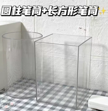 Acrylic Pen Holder Transparent Desktop Organizer for Stationery and Makeup Brushes