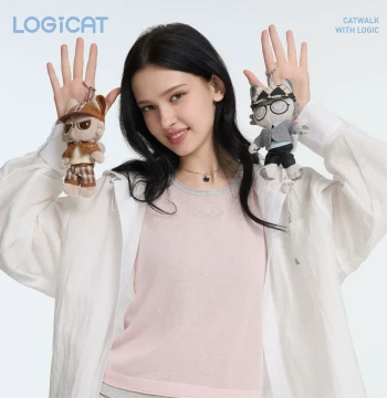 LOGICAT Plush Keychain, Cat Doll Figure, Trendy Bag Charm Gift, Writer Cat Detective Cat Cartoon Pendant