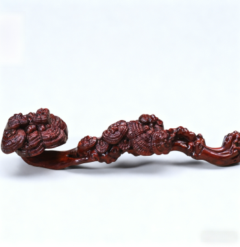 Best-Selling Blood Sandalwood Carved Lingzhi Mushroom Ruyi Handheld Pendant – Collectible Keychain and Decorative Ornament