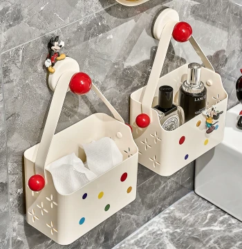 Towel Storage Box Wall-Mounted Suction Cup Bathroom Rack