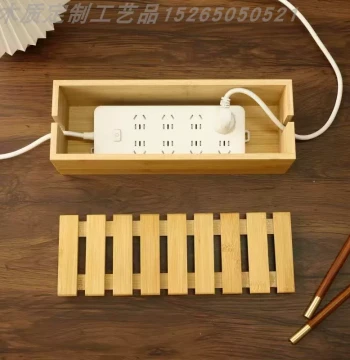 Bamboo & Wood Power Cable Organizer Box, Office Bedside Data Cable Hub, Home Socket Storage Container, Customizable