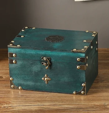 Vintage-Style Chinese Lockable Storage Box for Desktop Organization - Ideal for Documents, Seals, Jewelry, and Collectibles
