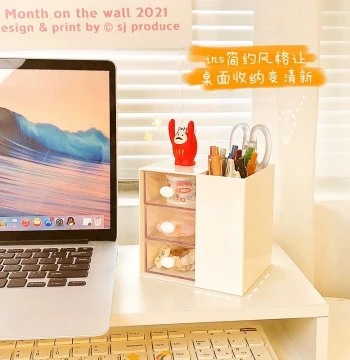 Pen Holder Large Capacity Drawer-Style for Desk Storage