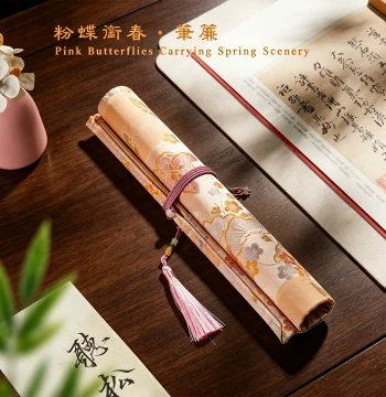 Brocade Woven Bamboo Brush Roll, Colorful Minimalist Pencil Case, Vintage Style Breathable Brush Holder for Calligraphy and Painting, High-Capacity Protection for Traditional Brushes