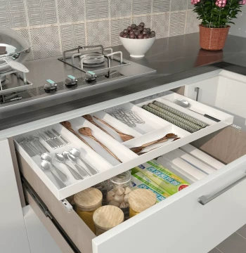 Low-Profile Acrylic Drawer with Track, No-Drill In-Drawer Divider for Cabinet Cutlery Storage Tray Renovation