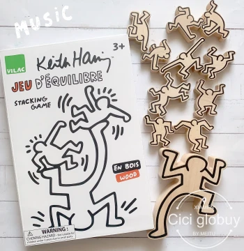 French Vilac Designer Keith Haring Balance Building Blocks Children's Educational Board Game Stacking Tower Toy