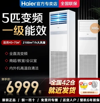 Haier 5 HP Vertical Cabinet Air Conditioner, Grade 1 Energy Efficiency, Heating & Cooling Inverter Central AC for Commercial Plants, Powerful & Energy-Saving