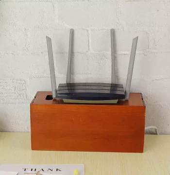 Solid Wood Data Cable, Set-Top Box, Router, Charger, and Power Strip Storage Box, Cable Management Organizer
