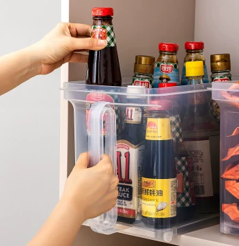 Kitchen Storage Bin with Wheels and Handles – Multi-Functional Organizer for High Cabinets, Hanging Cabinets, and Clutter