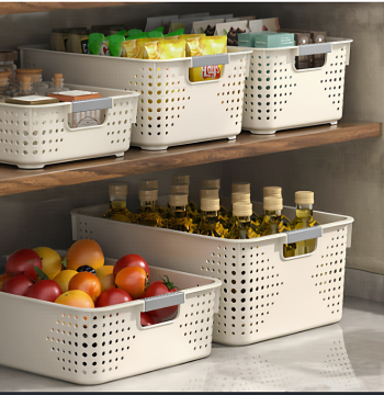 Thickened Plastic Storage Basket - Kitchen Snack Organizer & Dormitory Wardrobe Clothes Bin