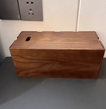 Solid Walnut Power Strip Organizer Box, Cable Management Tray for Desktop or Floor, Lightweight Storage Rack