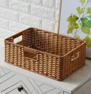 Pulan Cabinet Storage Basket - Japanese Style Rattan-Woven Organizer for Coffee Tables and Entryways